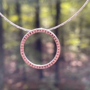 Solid Sterling (.925) Natural Diamond Eternity or Circle Pendant